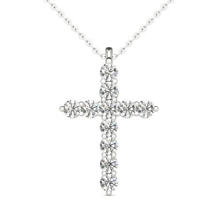 14K Hypoallergenic White Gold Natural Diamond Cross Pendant Necklace (1/2 Ct tw, AGS Certified GH+/SI2-I1+)