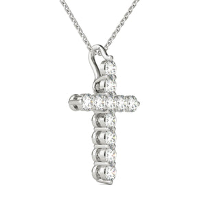 14K White Gold Diamond Cross Pendant (1/2 Ct tw, IGI USA Certified GH/I1)