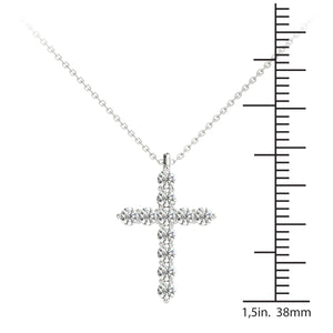 14K White Gold Diamond Cross Pendant (1/2 Ct tw, IGI USA Certified GH/I1)