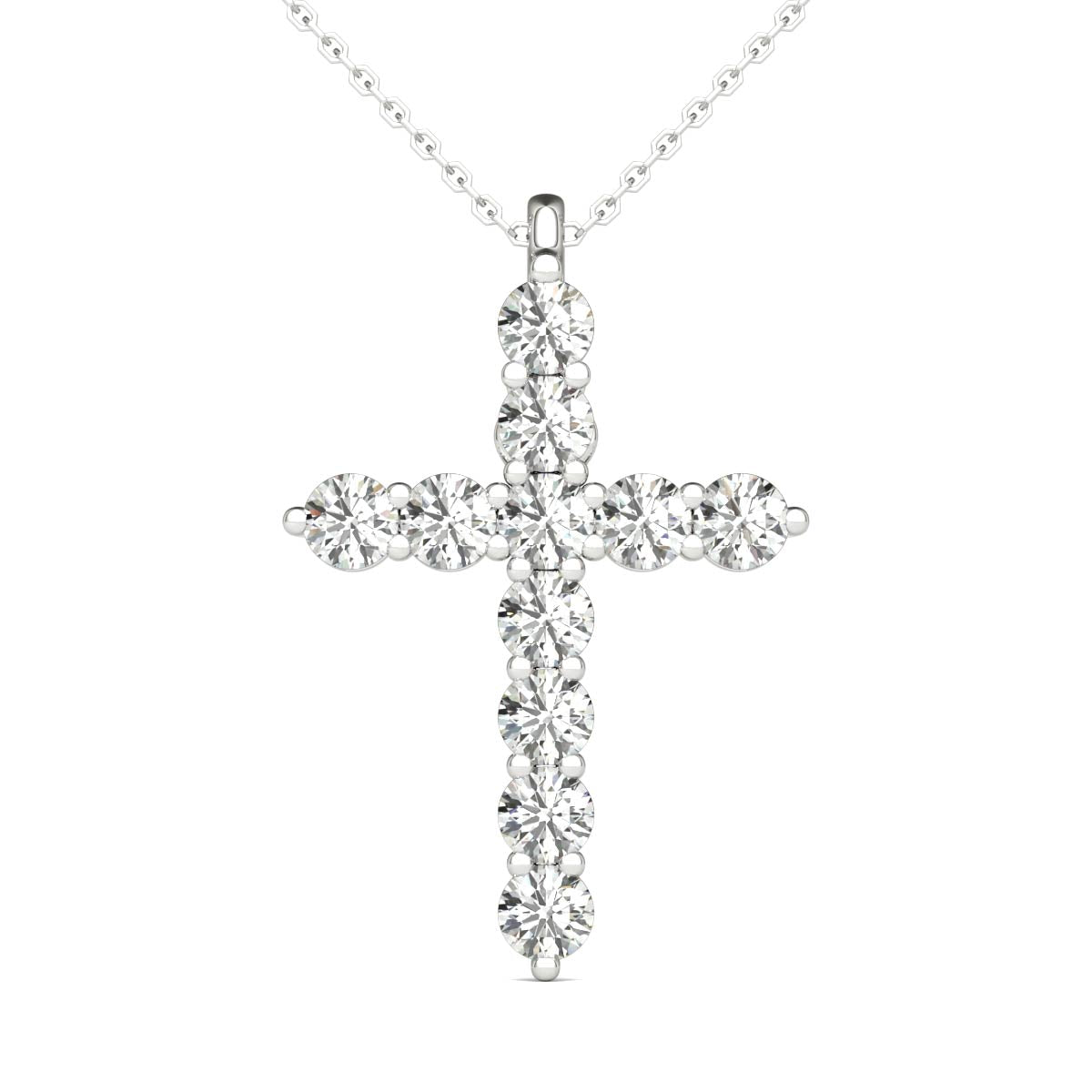 14K White Gold Diamond Cross Pendant (1.00 Ct tw, IGI USA Certified GH/I1)