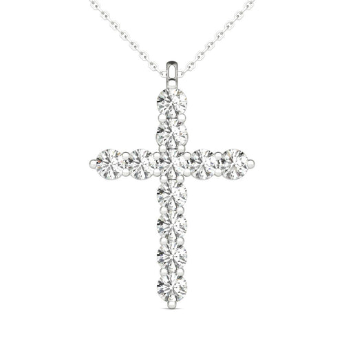 14K White Gold Diamond Cross Pendant (1.00 Ct tw, IGI USA Certified GH/I1)