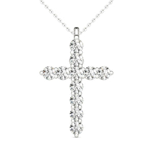 14K White Gold Diamond Cross Pendant (1.00 Ct tw, IGI USA Certified GH/I1)