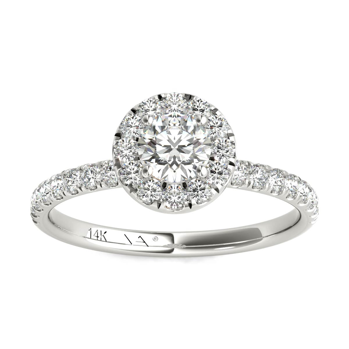 14K White Gold Diamond Halo Engagement Ring (3/4 Ctw, IGI USA Certified GH/I1)