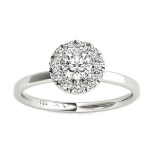 14K White Gold Diamond Halo Engagement Ring (1/2 Ctw, IGI USA Certified GH/I1)