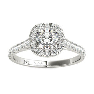 14K White Gold Diamond Halo Engagement Ring (1.00 Ctw IGI USA Certified GH/I1)