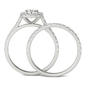 14K White Gold Diamond Halo Wedding Ring Set (1.33 Ct tw, IGI USA Cert. GH/I1)
