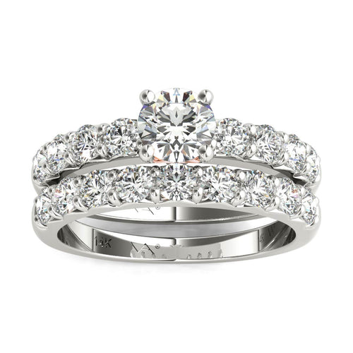 14K White Gold Solitaire Diamond Wedding Ring Set (1.5 Ctw IGI USA Cert GH/I1)