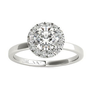 14K White Gold Diamond Halo Engagement Ring (1.00 Ctw IGI USA Certified GH/I1)
