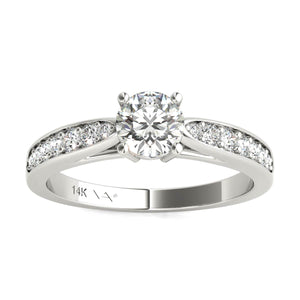 14K White Gold Diamond Engagement Ring (3/4 Ct tw, IGI USA Certified GH/I1)