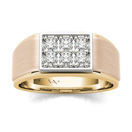 1/2 Ct tw Natural Diamond Mens Ring AGS Certified, GH/I1 14K White, Yellow and Dune Gold