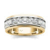 14K White and Yellow Gold Diamond Mens Ring (3/4 Ctw, AGS Certified GH/SI2-I1)